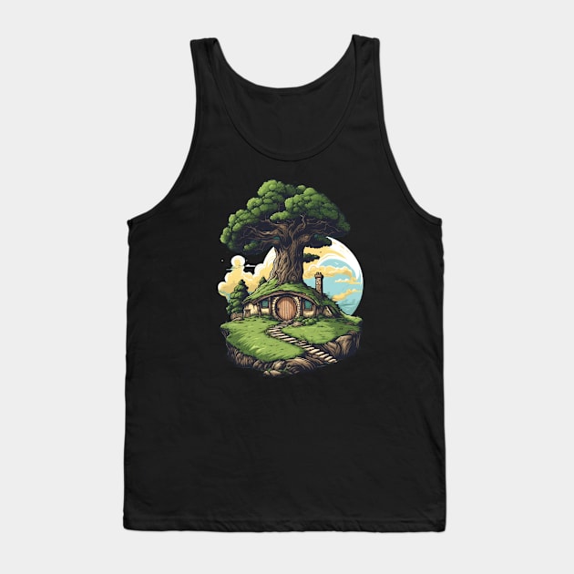 Homely Burrow - Round Door - Halfling Home - Fantasy Tank Top by Fenay-Designs